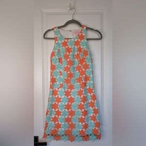 Lilly Pulitzer Pearl Sunrise Orange Two Tone Truly Petal Lace Shift Dress Size 2